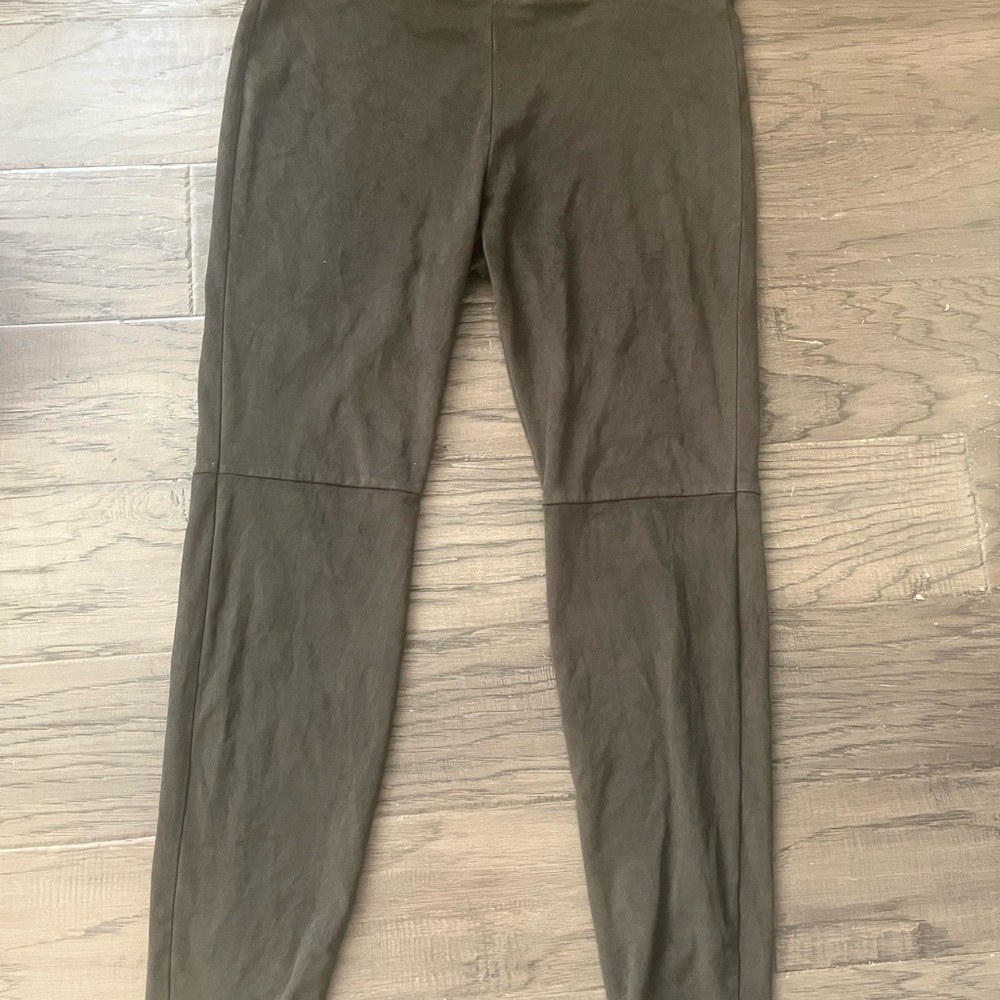 HUE Olive-Tone High Waist Faux Suede Leggings